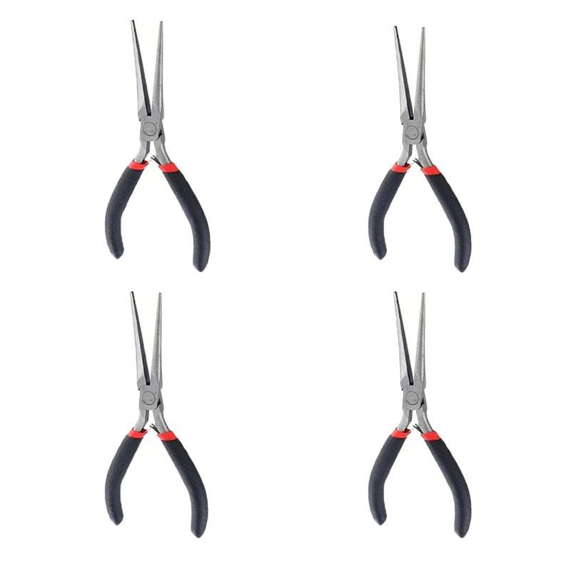 Mini Long Nose Pliers with Flat Round Nose and Cutter for DIY Jewelry Craft, Hairpin Making, Wire Bending Repair - Rust-Proof