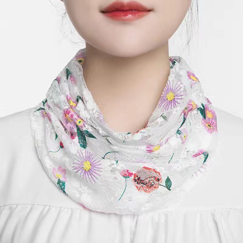 Summer ice silk scarf mask neck protector fake collar printing riding protection anti-ultraviolet breathable sunscreen