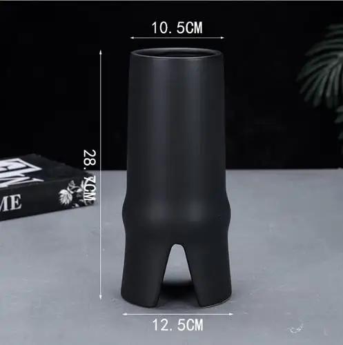 Classic Black and White Striped Ceramic Vase TV Cabinet Porch Furnishings Crafts Countertop Hydroponic Vase Home Decoration Gift