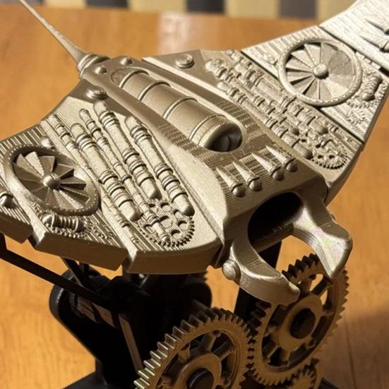3D Printed Bionic Manta Ray Ornament Mechanical Ocean Animal Decoration with Music for Home Office Desk Tabletop Decor