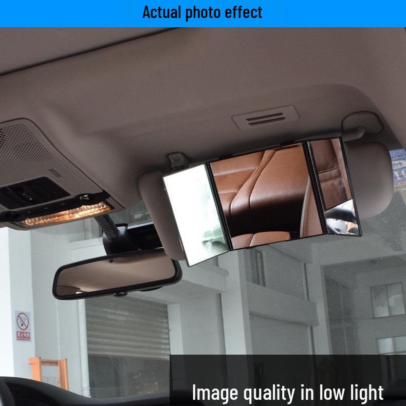 Tri-Fold LED Car Vanity Mirror with Sun Visor Attachment