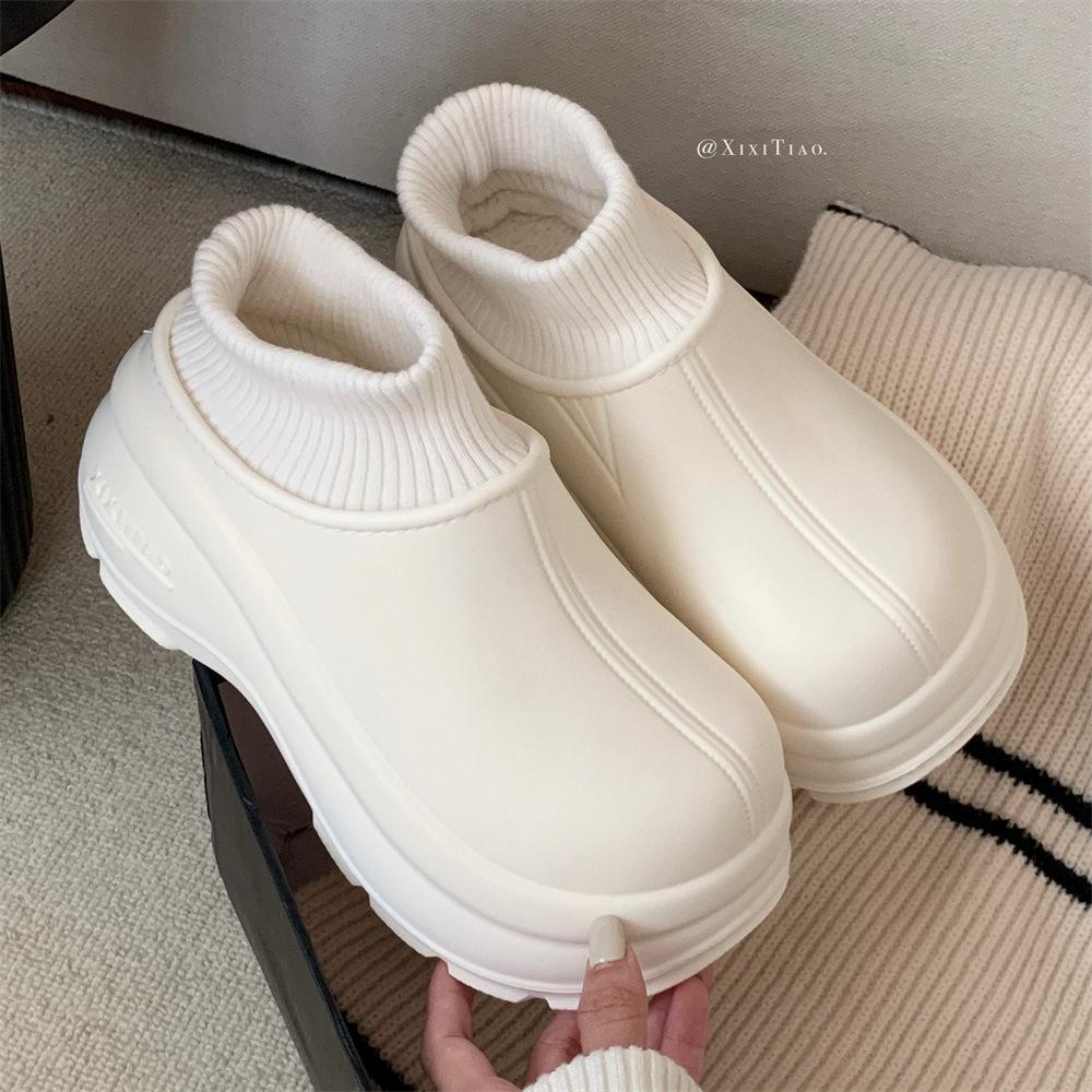 

Жіночі зимові водонепроникні снігові чоботи для вулиці, теплі, з хутряною підкладкою, бавовняні чоботи, нековзні, затишні домашні бавовняні туфлі, м які плюшеві туфлі 36-37 білий