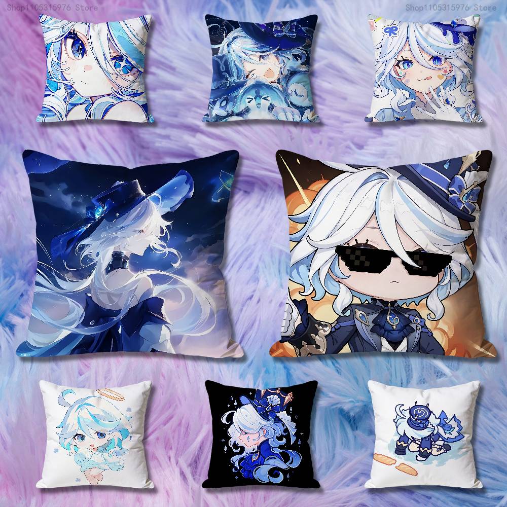 GGenshin Impact FFurina Various Sizes Square Pillow Case For Car Home Bedchamber Decor Custom Valentine gift