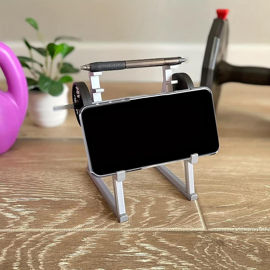 1pc Barbell Pen Holder - Heavy Duty Desk Organizer,Holds Pens, Cell Phones, and More, Perfect Gift for Fitness Enthusiasts and Weightlifting Fans.