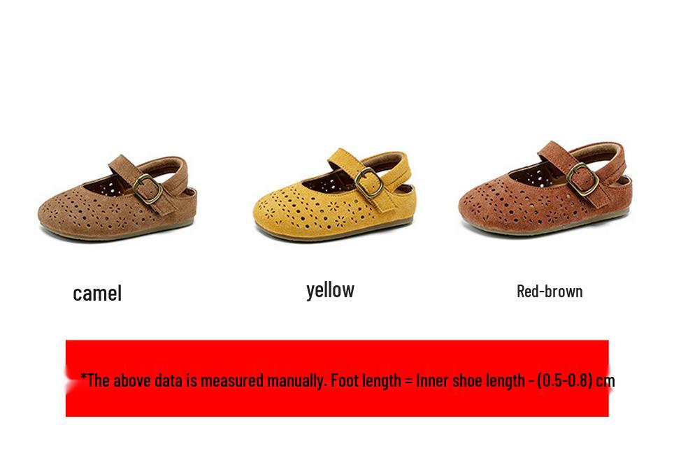 Girls' Breathable Princess Shoes - Soft-Soled, Closed-Toe, Hollow Design, Spring 2026 Edition.