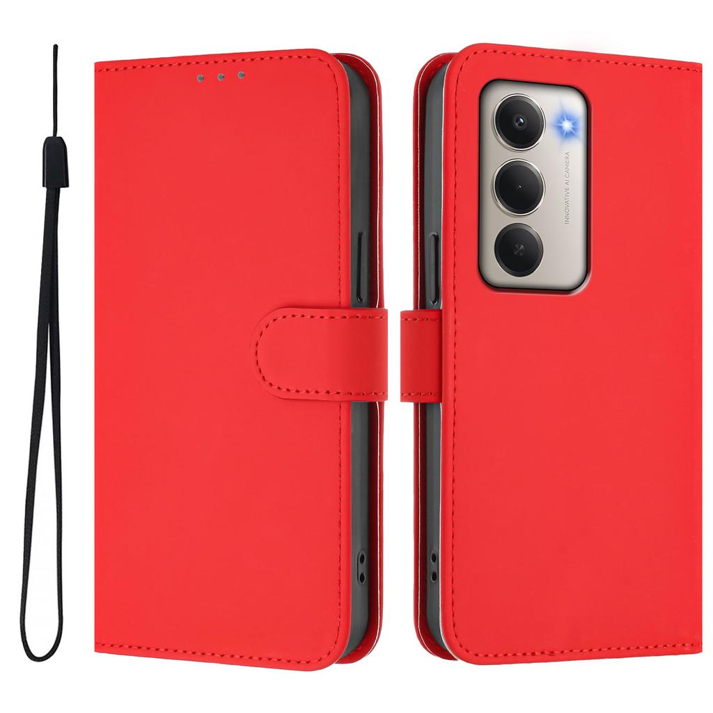 For Xiaomi Redmi 15 5G Case Solid Color Wallet Leather Phone Cover with Strap