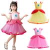 Princess Peach Cosplay Princess Dress for Children Princess Cosplay Princess Costume Costume Cute One Piece Girls Halloween Costume Clothes Christmas