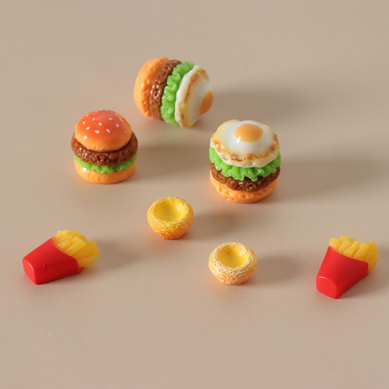 Dollhouse Miniature Food Set: Hamburger, Fries & Coffee Tray