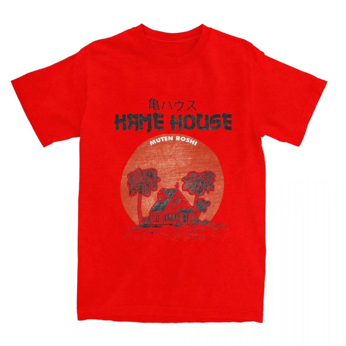 Men Womens DBZ Kame House Turtle Island Cartoon Anime T Shirt Stuff Crazy Pure Cotton Animation T Shirt Tops Christmas Gift M