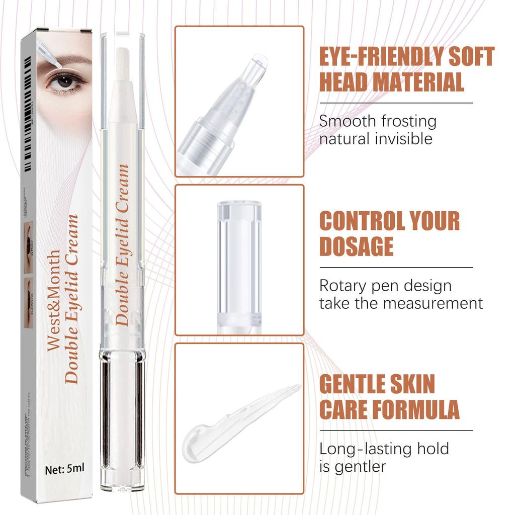 Krem do modelowania podwójnych powiek - Długotrwały, wodoodporny, naturalnie niewidoczny, formuła z witaminą C i gliceryną dla dużych oczu, wodoodporny krem upiększający