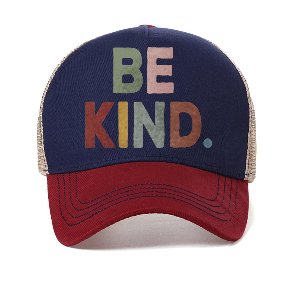 BE KIND Letter Baseball Cap Men's Summer Print Mesh Hat Outdoor Casual Sport Caps Adjustable Breathable Snapback Hats
