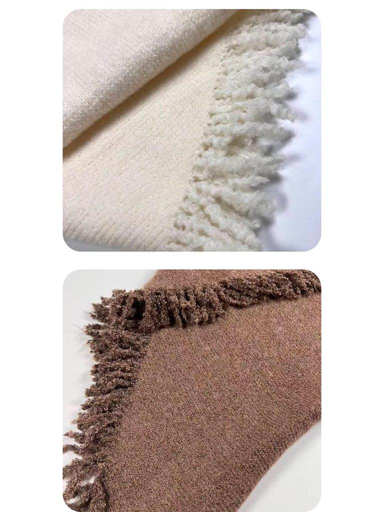 Dreieckiger Damenschal aus Wollmischung: Gestrickter, multifunktionaler, warmer Schal/Umhang für Herbst/Winter