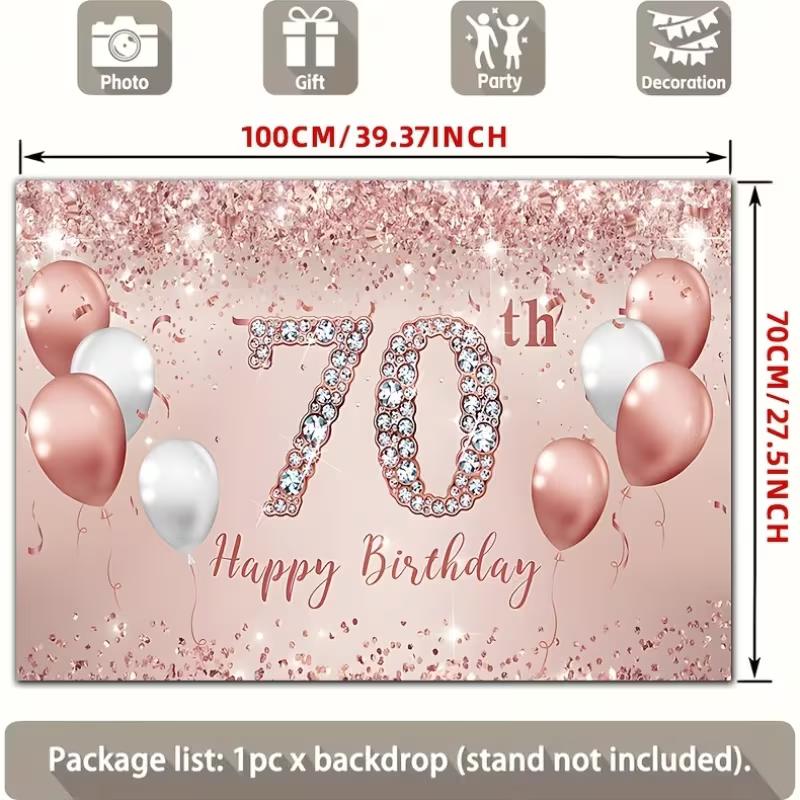 2D Rose Gold Diamond 70th Birthday Backdrop for Her Birthday Photoshoot