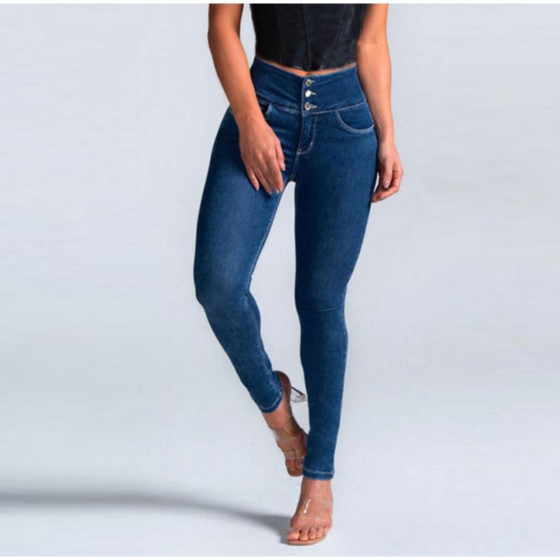 

Женские обтягивающие эластичные джинсы с высокой талией, приподнимающие бедра, эластичные джинсы, уличная мода Y2K, узкие брюки-карандаш 2XL темно-синий