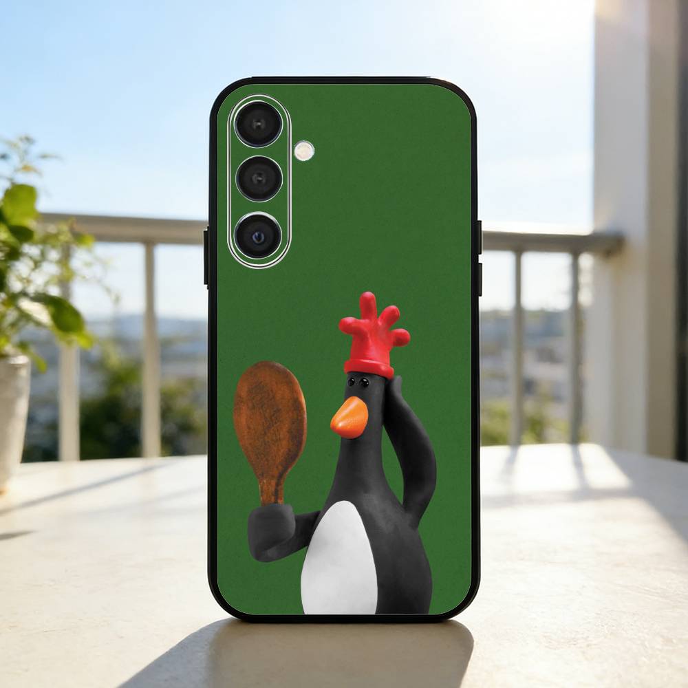 Cute Retro Villain Penguin Phone Case For Samsung A73,72,71,53,52,51,22,91,80, Soft Black Cover