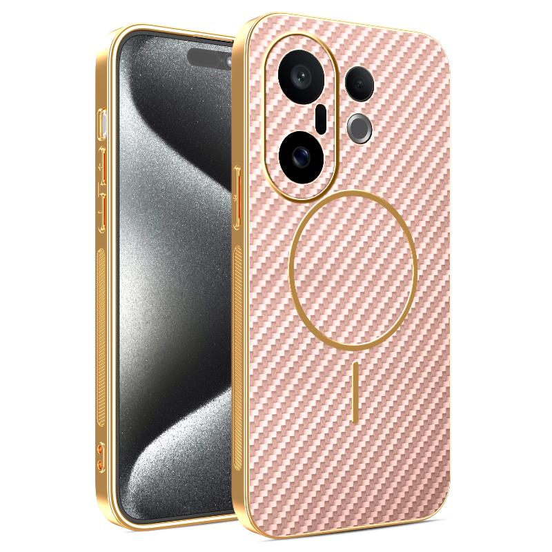 

Чехол для Vivo X200 FE/ S30 Pro Mini Новый гальванический кевларовый магнитный матовый чехол для Vivo X200FE Противоударный бампер Funda vivo S30 Pro mini розовый