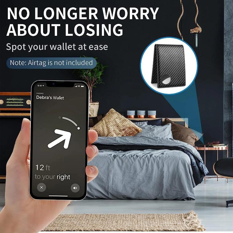 Rfid Airtag Wallets Carbon Fiber Credit Card Holder Bifold Money Bag Id Bank Cardholder Slim Air Tag Wallet for Men Carteiras