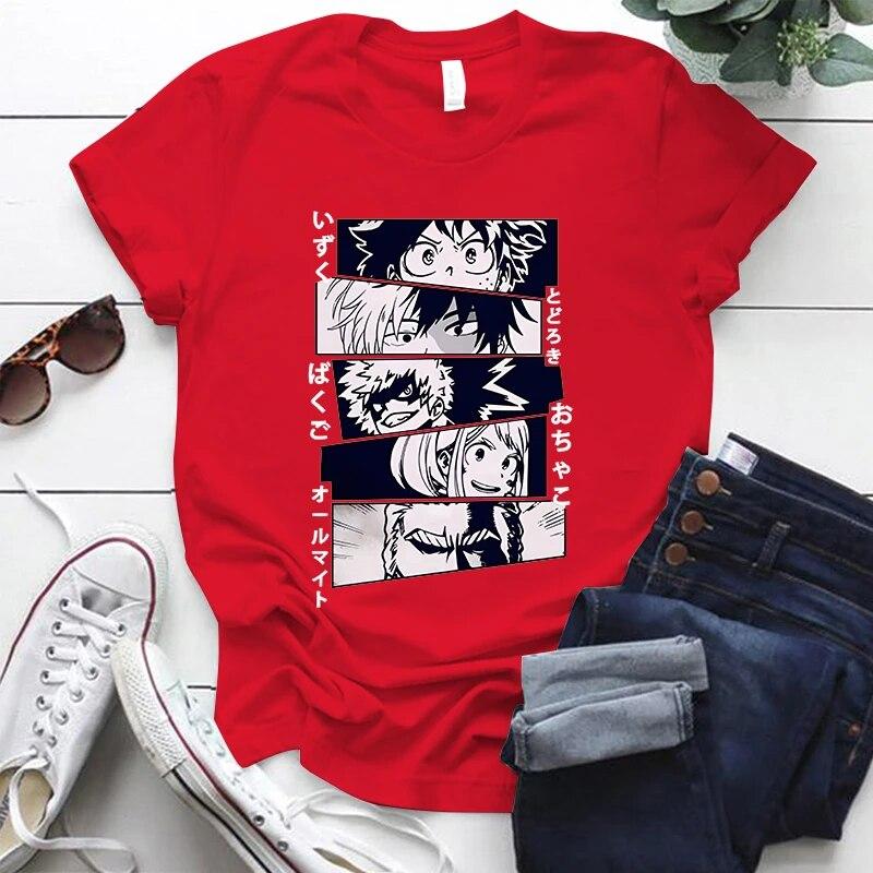 New Anime Deku Bakugou Katsuki Todoroki Shoto Printed T-shirts Unisex Women Fashion Y2k Summer Casual Short Sleeved T-shirts