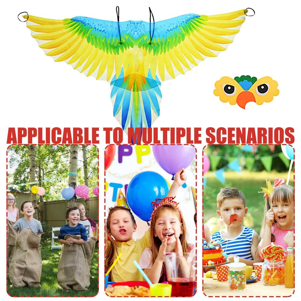 Bird-Costume for Kids Boys Parrot Wings Costume Role Play Costume for Daily Dress Up School Performances Masquerade