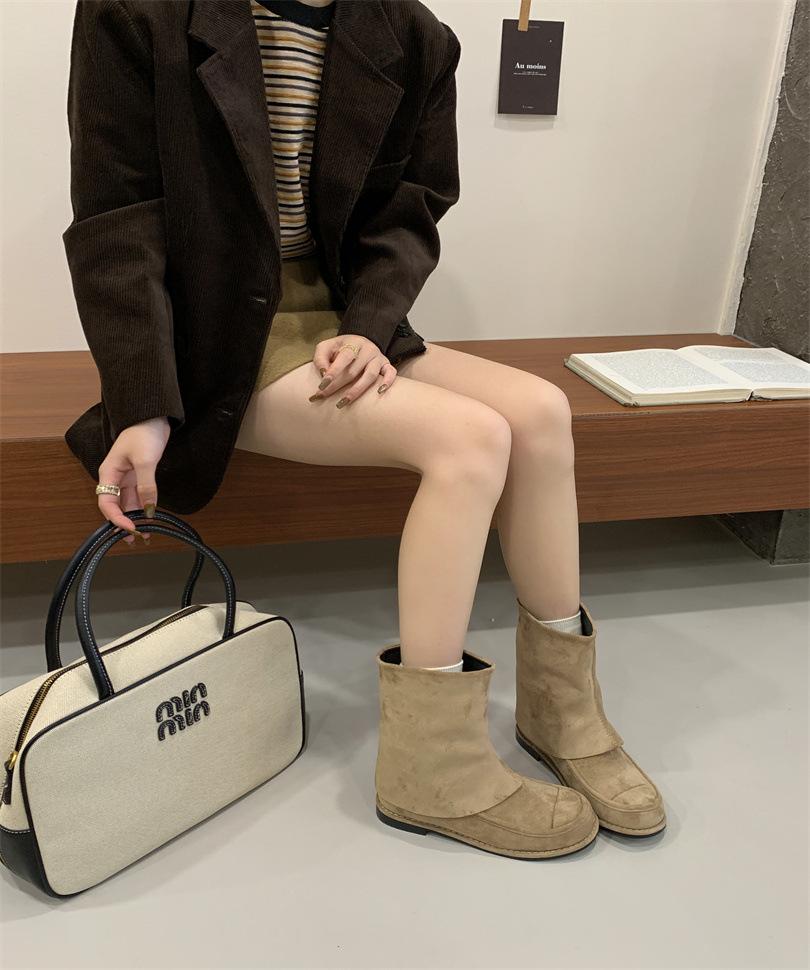 

Quality women s short boots, new European frosted leather one-pedal fashion boots in autumn 2025 39 хакі