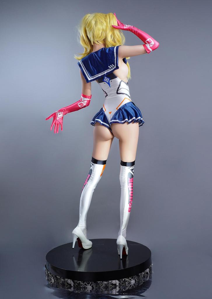Sailor Uniform Sexy High Leg Swimsuit Shiny Simple Gloves with Knee High RQ Race Queen Cosplay Costume [LOST-G] Women's (M, NAVY)