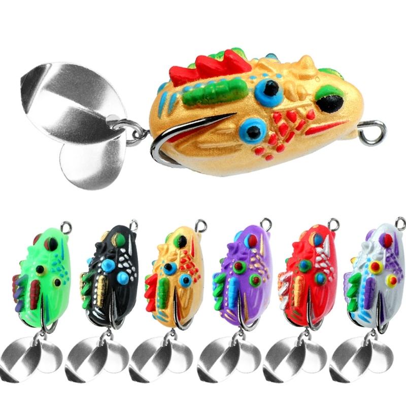 Frogs Lures Blackfish Baits 3.5cm PVC Frogs Lures Fishing Lures Simulated Soft Frogs Baits with Double Hook & Blade