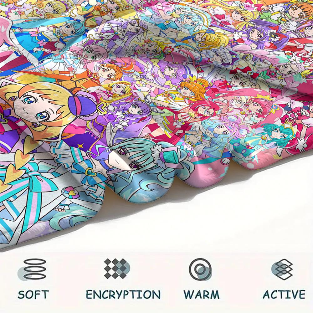 1PC Pretty Cure Print Flannel Blanket, High quality Comfortable for All Seasons, Home Decor, Warmth and Comfort, Perfect for Christmas Gifts121