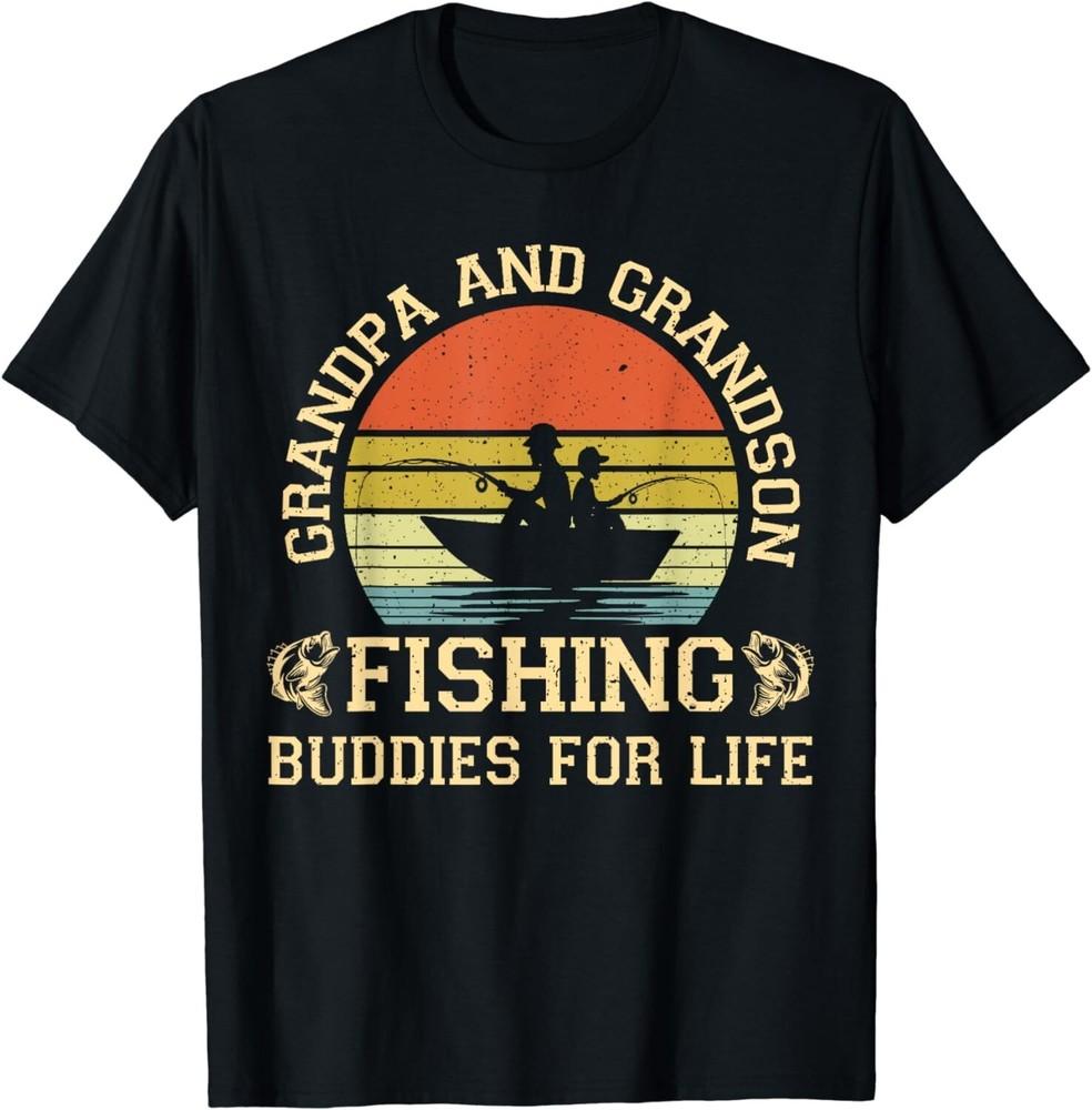 

Vintage Grandpa and Grandson Fishing Buddies For Life Gift Unisex T-Shirt S