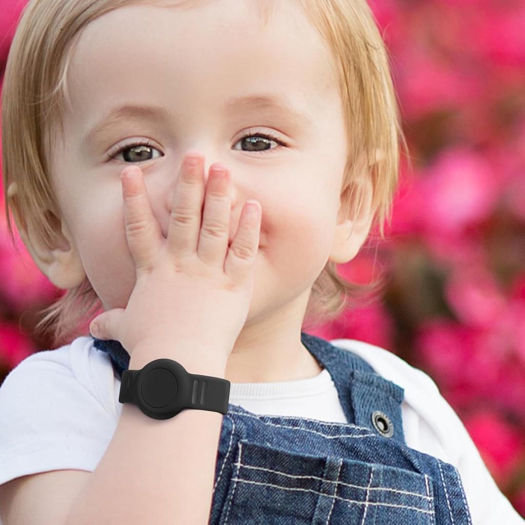 for AirTag Bracelet for Kids, Waterproof Cute Print for Air tag Holder for Kids with Soft Silicone Full Coverage Anti-Lost Hidden for Airtag