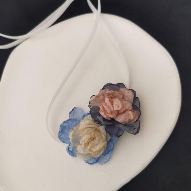 Simple Double Flowers Neckband Choker Necklace Jewelry Temperament Sweet Neck Chain Women Clavicle Chain Necklace