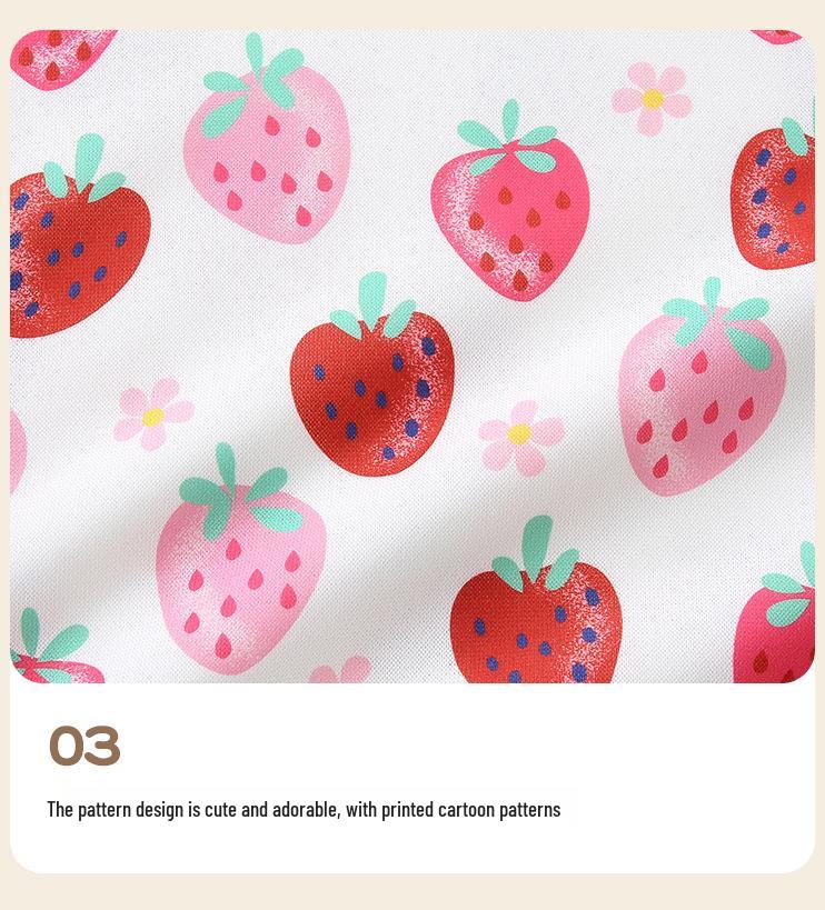 New Autumn Girls' Strawberry Pattern Hoodie, Round Neck Pullover, Kids' Cute Clothing