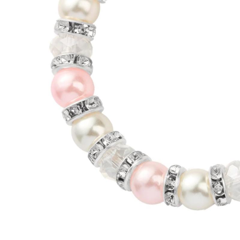Fashionable Crosses Angel Charm Bracelet In Blushes Pearls for Thoughtful Gift Giving and Personalize Adornment