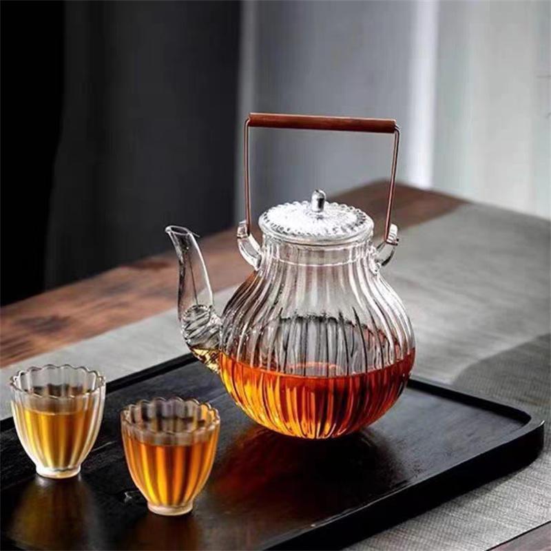 700ml Brass Handle Beam Glass Teapot With Filter Home Boiling Puer Flower Olong Tea Pot Tea Kettle Kung Fu Tea Set Teaware