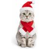 Cat Christmas Costume Santa Hat with Scarf &Small Dogs - Funny Santa Hat and Scarf Outfit for Holiday Photos, Dress Up&Parties Adjustable Cat