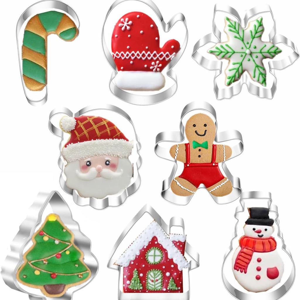 Five Christmas Cookie Cutting Machines Christmas Cartoon Cookie Molds Santa Claus Snowflake Flipping Sugar Cookies Baking Tools