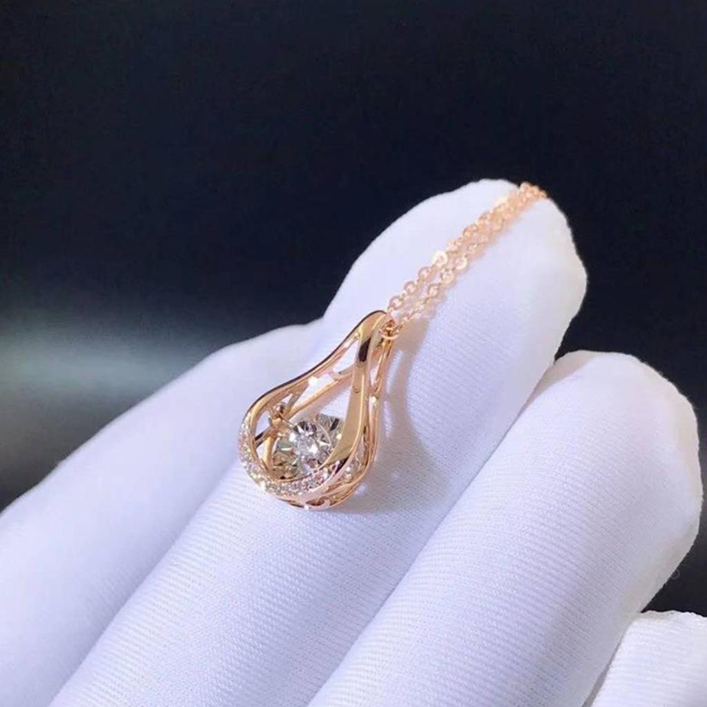 Open Teardrop Pendant Necklace Sparkling Center Stone with Halo Elegant Minimalist Jewelry for Women