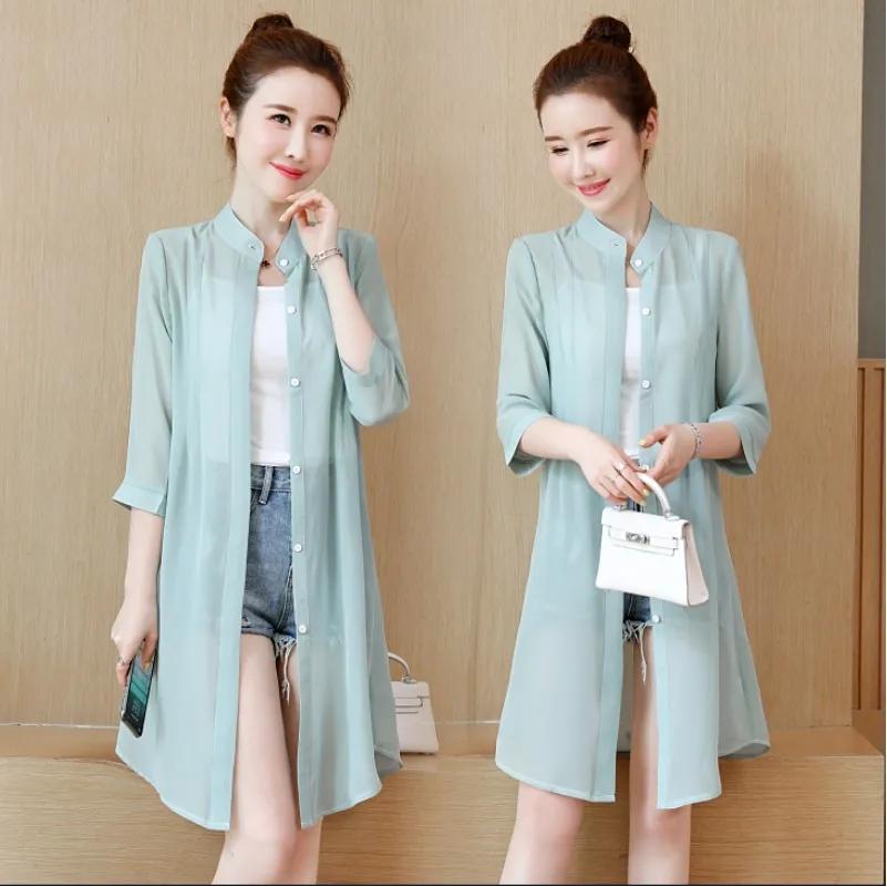 Women's Sun Clothing Lightweight Long UV Protection Jacket Summer Sunscreen Large Size Thin Jacket Female Chiffon Cardigan Coat 5XL