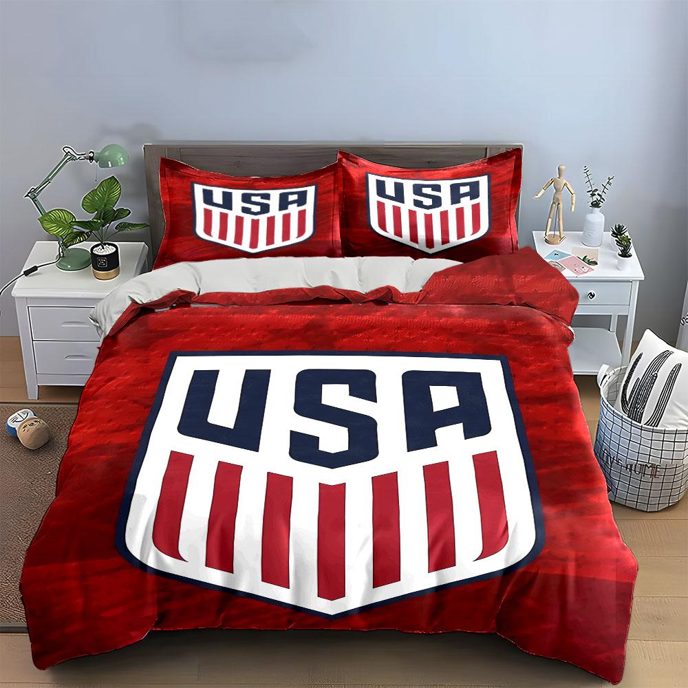 USA Flag Shield Bedding Set Bedding Duvet Cover Set Duvet Cover Pillowcases (1 * Duvet Cover 2 * Pillowcases, Without Duvet Insert)