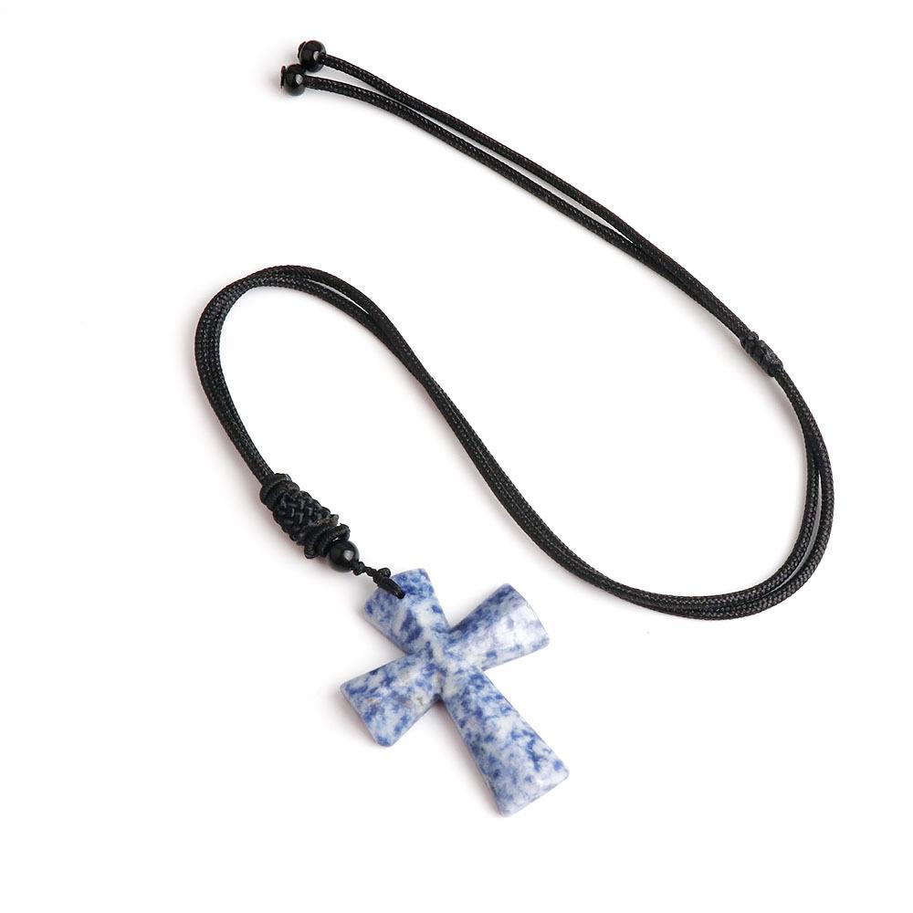 Colier Cruce Agat - Piatră Semiprețioasă Cadou de Crăciun Lanț Pulover