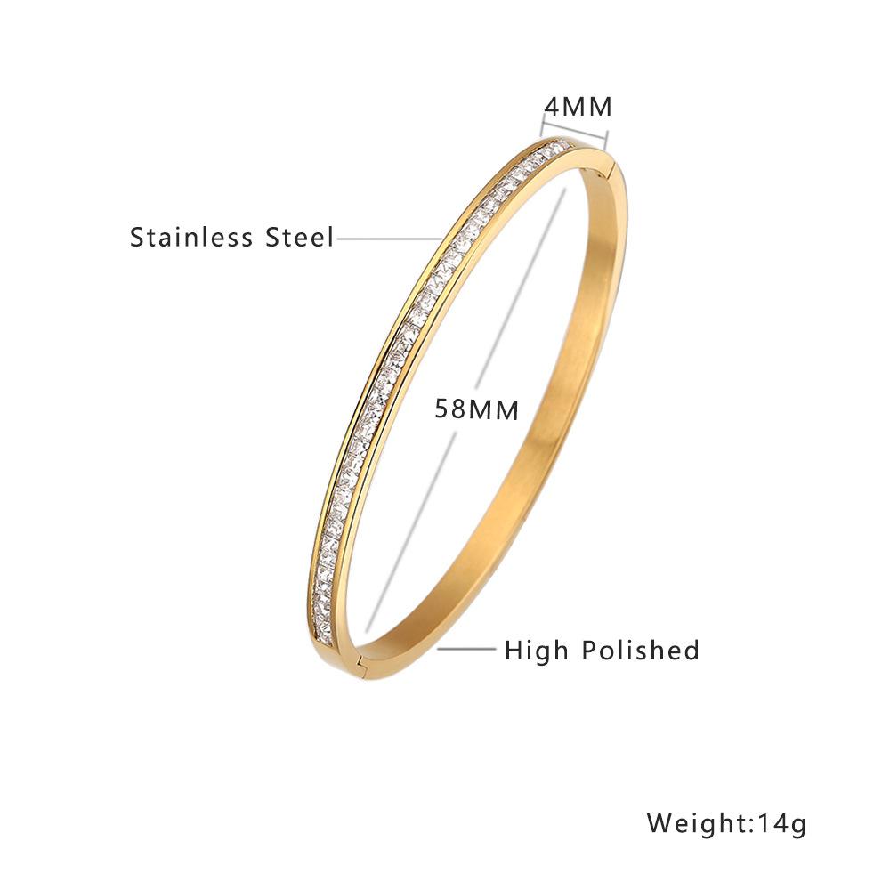 Htpwe Stainless Steel Zirconium Embossed Bracelet Set For Women 18k Gold Plated Couple Holiday Gift Bracelet Party Daily Zircon
