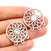 10pcs Metal Round Flower Charms Pendant with 3 Loops Connector Tassel Pendant 33x26mm DIY Jewelry Making Findings Accessories