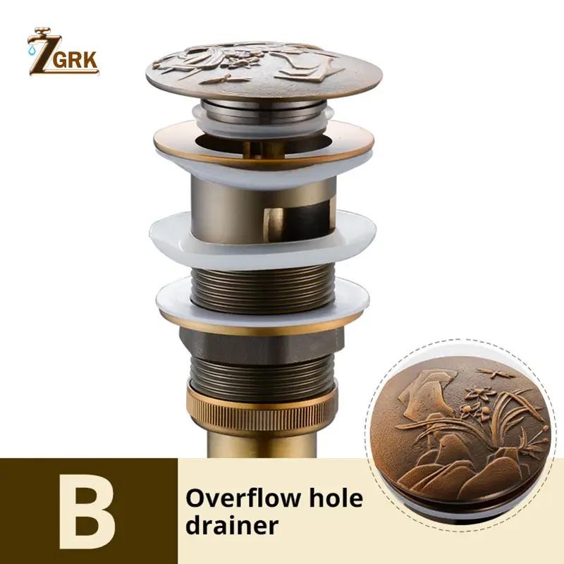 Bathroom Basin Sink Pop Up Drain Antique Brass Clic-clac Waterlet Vanity Sink Waste Drainer Art Carving Bathroom Accessories