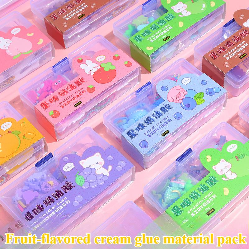 Fruit-flavored Cream Glue Material Pack with Diverse Colors and Strong Viscosity for Manual DIY Hair Clips
