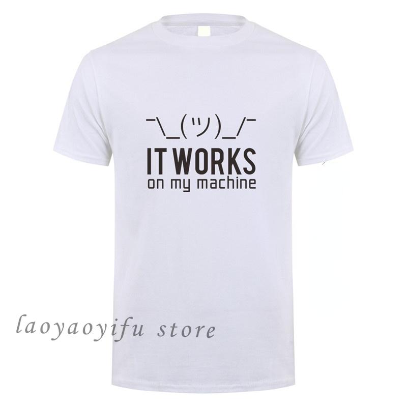 Summer Men Casual TShirt Funny Geek It Works on My Machine Graphic Tshirts Male O Neck Oversized Tees Computer Programmer Top