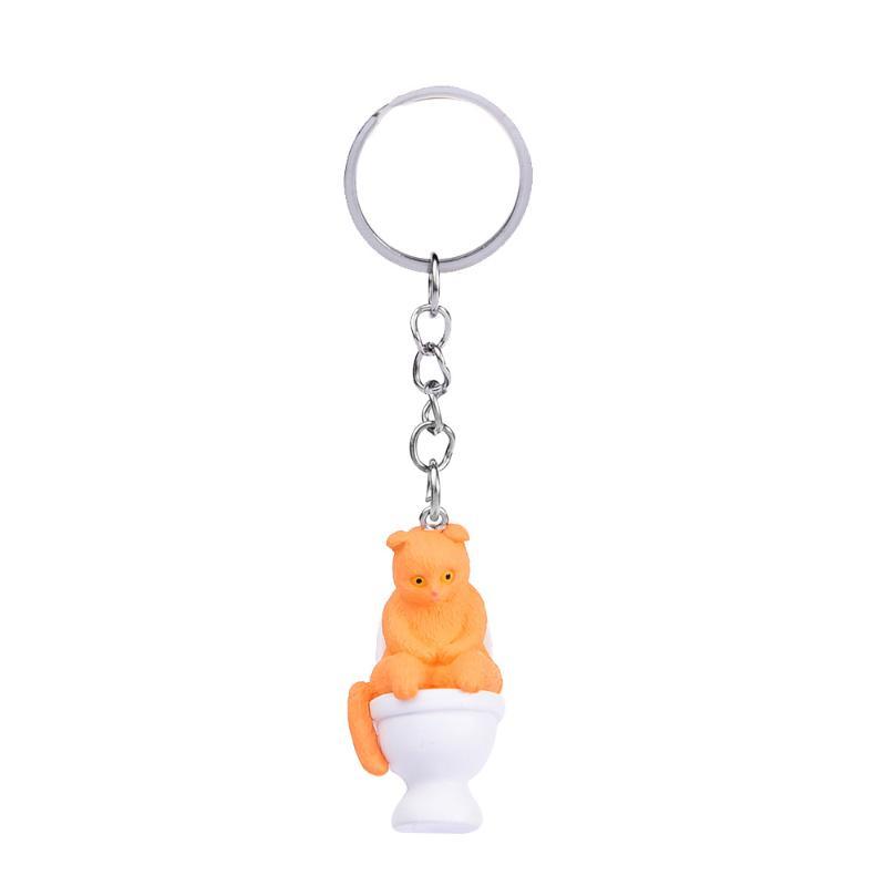 Funny Pvc Cat Keychain Toilet Shape Design Color Options For Cat Lovers Bag Car Key Decor