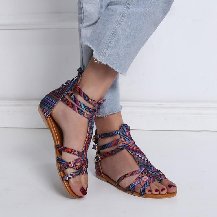 Women's Sandals 2026Summer New Rome Sandals Designer Leopard-print Sandals for Women Flat Sandal Casual Open Toe Beach Sandalias