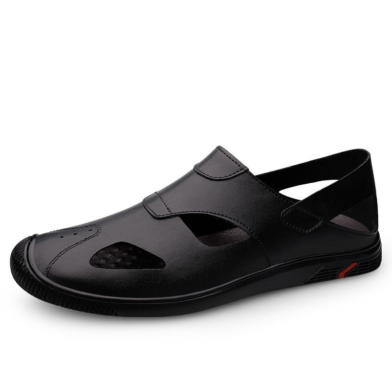 Men s Trendy Breathable Closed-Toe Leather Sandals for Summer Sports  Beach 44