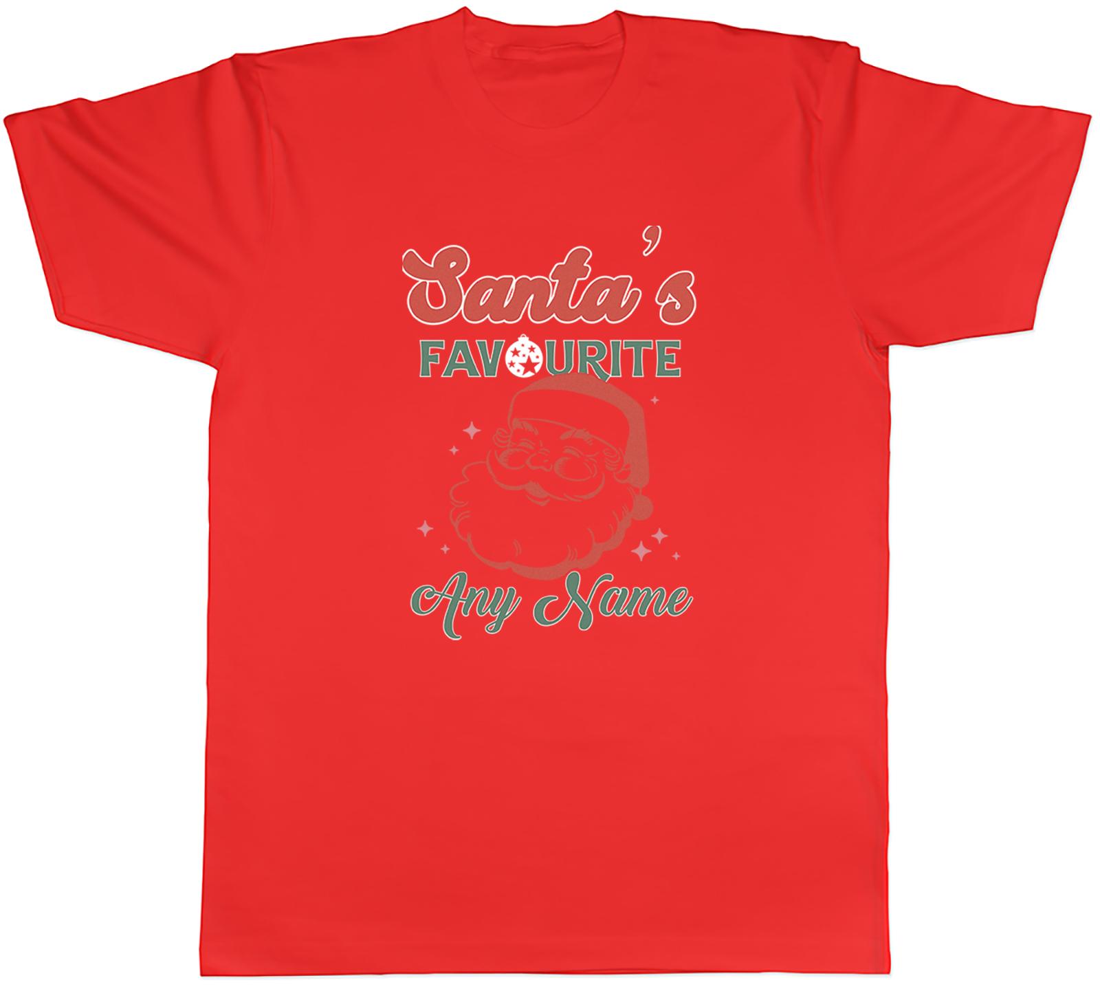 Personalised Funny Santas Favourite Any Name Unisexs TShirt Tee Gift Top S