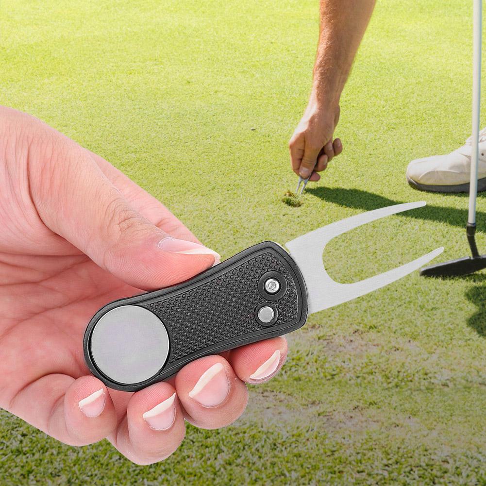 

Metal Foldable Divot Golf Pitch Repair Ball Marker Golfer Switchblade Tool(Black)