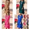 Polyester Solid Color Basic Short Sleeve A Line Dress For Office Women